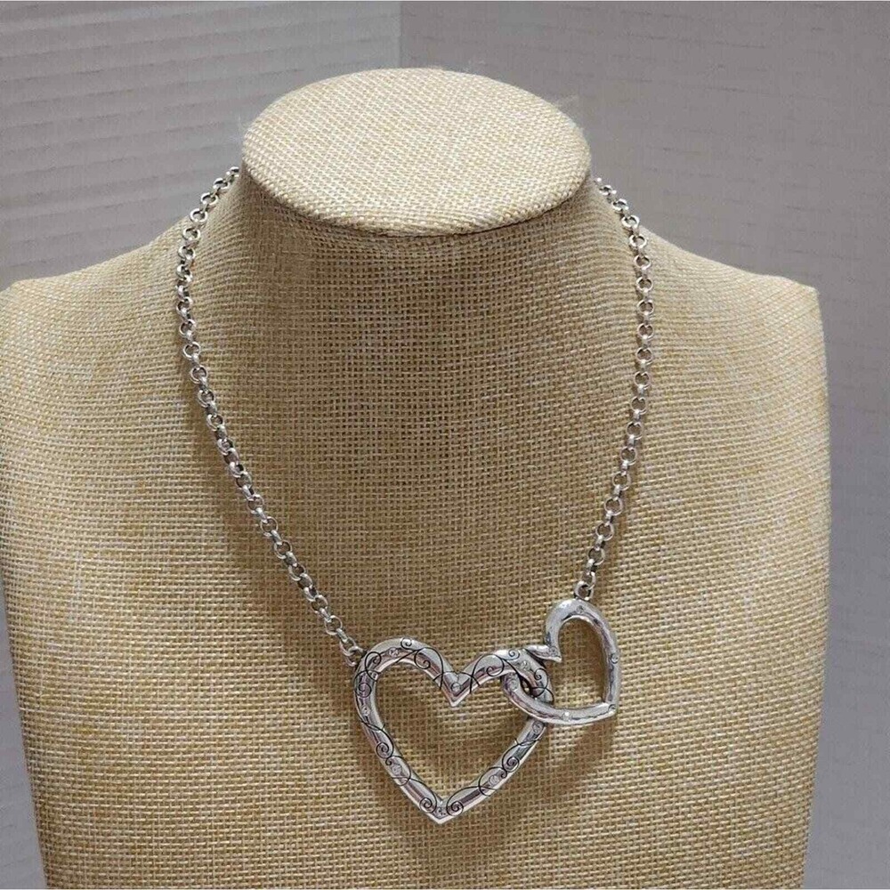 Brighton Silver Interlocking Hearts Necklace Scro… - image 5